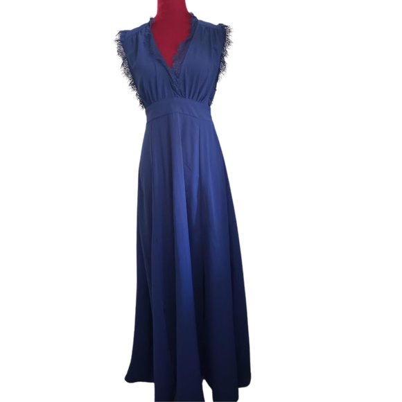 NEW Navy Valetta Maxi Dress V-neck Lace Sleeveless - Picture 5 of 14